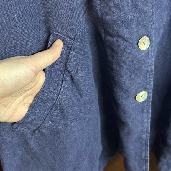 Cut Loose Purple 100% Linen Collar Top Dress Coat Made in USA SM Oversized - Picture 7 of 9